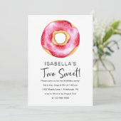 Schattigee Roze Donut 2e Verjaardagsfeest Kaart (Staand voorkant)