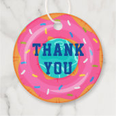 Schattigee roze donut binnenbuis zwembad feestdag  bedankjes labels (Voorkant)