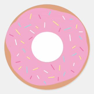 Schattigee roze donut met sprinkles ronde sticker