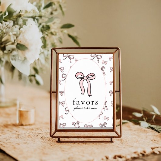 Schattigee Roze Doodle Favors Sign Poster