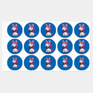 Schattigee roze eenhoorn met een Schotse geplakte Labels