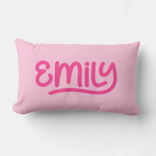 Schattigee roze Emily handschrift typografie Kussen