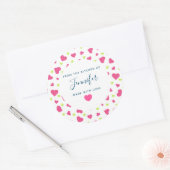 Schattigee Roze en Groene Harten Pattern Keuken Ronde Sticker (Envelop)
