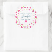 Schattigee Roze en Groene Harten Pattern Keuken Ronde Sticker (Tas)