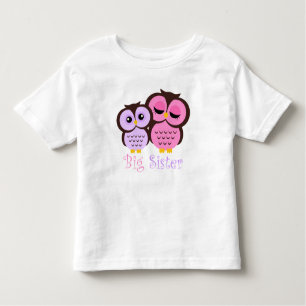Schattigee Roze en Paarse Uilen Big Sister Kinder Shirts