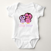 Schattigee Roze en Paarse Uilen Little Sister Romper (Voorkant)