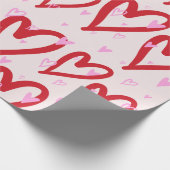 Schattigee roze en rode harten cadeaupapier (Hoek)