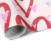 Schattigee roze en rode harten cadeaupapier (Rol Hoek)