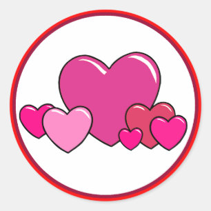 Schattigee roze en rode harten ronde sticker