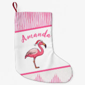 Schattigee roze en witte flamingo kerst kleine kerstsok (Voorkant)