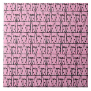 Schattigee Roze en Zwarte Kokosnoot Trees silhouet Tegeltje