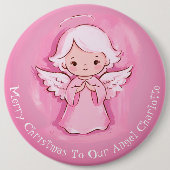 Schattigee Roze Engel Meisjes Pin Button Badge (Voorkant)