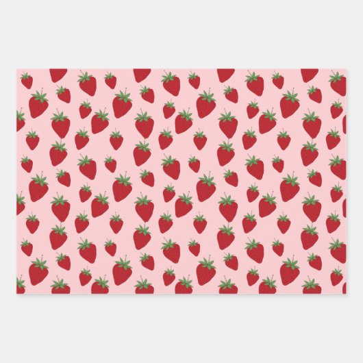 Schattigee roze envelop en aardbeien inpakpapier vel (Voorkant 3)