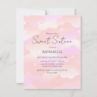 Schattigee roze esthetische wolken Sweet Sixteen B Kaart