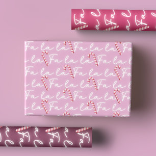 Schattigee Roze Fa La La Whimsical Candy Cane Kers Inpakpapier Vel