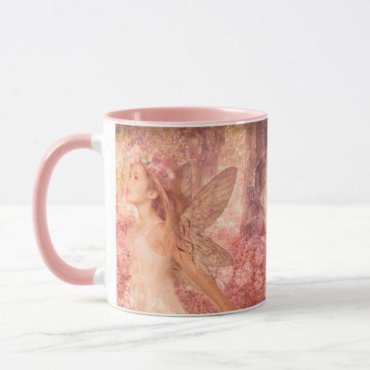 Schattigee Roze Fairy van Spring Fantasy Art Mok (Links)