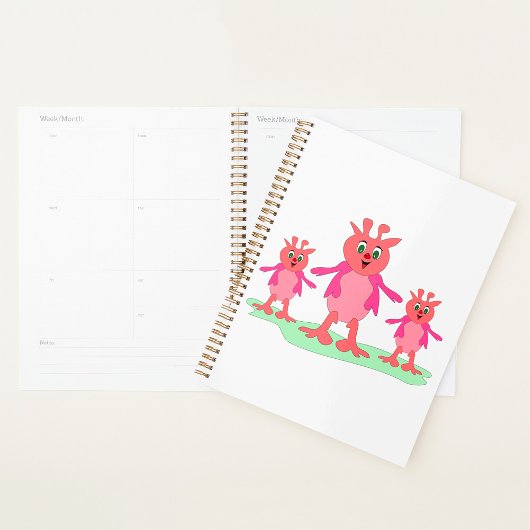 Schattigee roze fantasiewezens grillige aliens planner