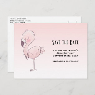 Schattigee roze flamingo illustratie Opslaan van d Uitnodiging Briefkaart