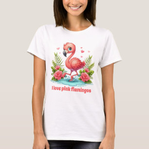 Schattigee roze flamingo liefhebbers aanpasbaar t-shirt