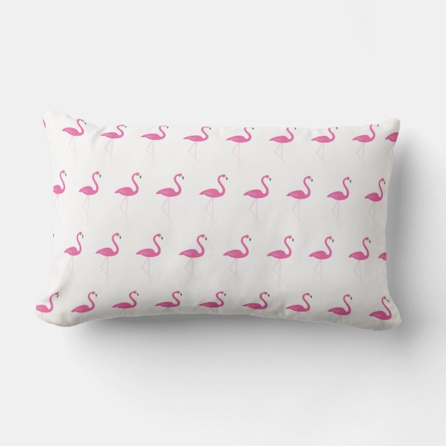 Schattigee roze flamingo's op wit - Outdoor Buitenkussen (Voorkant)