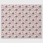 Schattigee Roze Foto Kerst Cadeaupapier (Vlak)