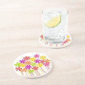 Schattigee roze geel sinaasappel eenvoudige bloeme zandsteen onderzetter (Zijkant)