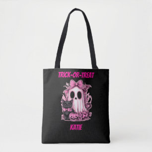 Schattigee Roze Geest Gepersonaliseerde Halloween Draagtas