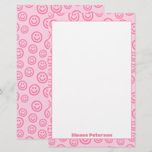 Schattigee roze gepersonaliseerde preppy briefpapier