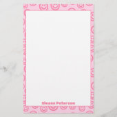 Schattigee roze gepersonaliseerde preppy briefpapier (Voorkant)