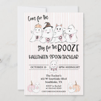 Schattigee Roze Ghost Boos Halloween Party Invitat Kaart