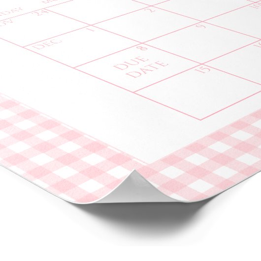 Schattigee Roze Gingham Bow Baby uitgerekende datu Poster (Hoek)