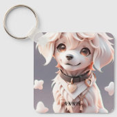 Schattigee Roze Golden Retriever Kinder aangepaste Sleutelhanger (Voorkant)