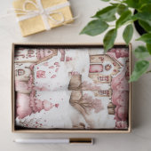 Schattigee roze grillige besneeuwde kerstdecoupage tissuepapier (Geschenk)