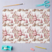 Schattigee roze grillige besneeuwde kerstdecoupage tissuepapier (Craft)