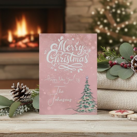 Schattigee roze grillige kerst Kaart