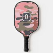 Schattigee roze groene camo, minimalistisch gepers pickleball paddle (Achterkant)