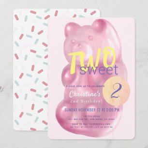 Schattigee Roze Gummy Beer Twee Sweet Girl 2e Verj Kaart