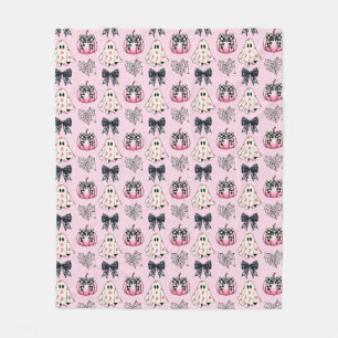 Schattigee Roze Halloween Geesten, Pompoenen & Bog Fleece Deken