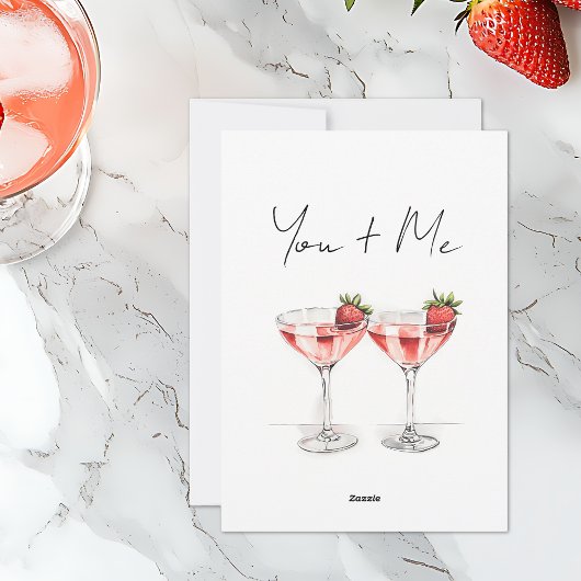 Schattigee roze Happy Galentine's Day Bestie Cockt Feestdagenkaart