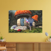 Schattigee roze-harige fee ontmoet lieveheersbeest canvas afdruk (Insitu (Woonkamer))