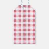 Schattigee Roze Hart Geruit Gingham Custom Christm Cadeaulabel (Achterkant)