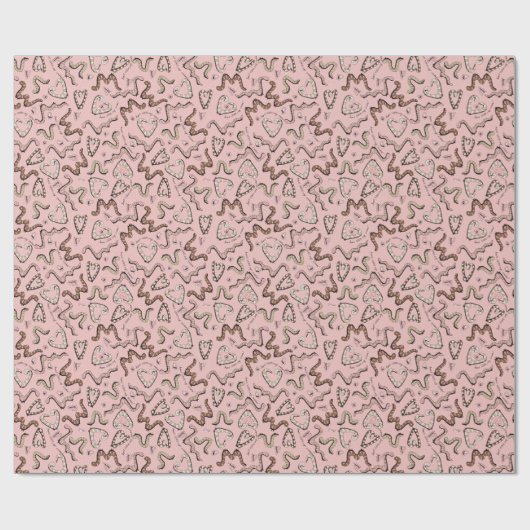 Schattigee Roze Hart Worm-ing Wensen Kinderen Verj Cadeaupapier (Vlak)