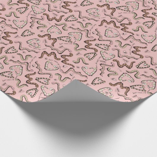 Schattigee Roze Hart Worm-ing Wensen Kinderen Verj Cadeaupapier (Hoek)