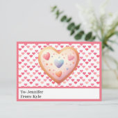 Schattigee Roze Harten Cookie Classroom Valentijns Kaart (Staand voorkant)