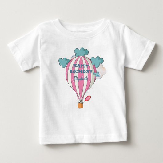 Schattigee roze heteluchtballon met wasbeer (Voorkant)