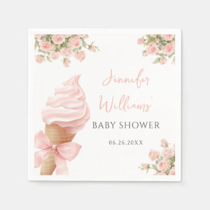 Schattigee Roze Ice Cream Cone Bow Baby Girl Showe Servet
