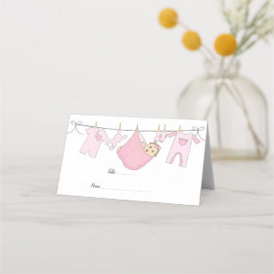 Schattigee Roze Illustratie Baby shower Place Card