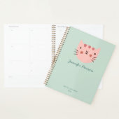 Schattigee Roze Kat Custom Handschrift Naam Planner (Display)