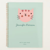 Schattigee Roze Kat Custom Handschrift Naam Planner (Voorkant)