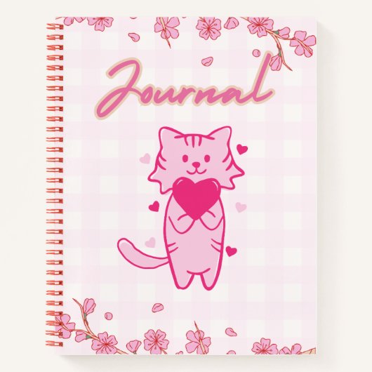 Schattigee roze kat Journal 🌸😺✨🍓 Notitieboek (Voorkant)